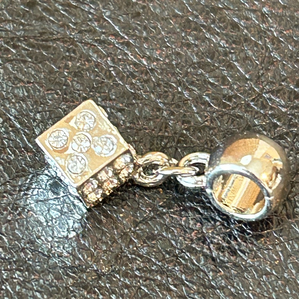 New Silver Dice charm bracelet necklace sparkle
